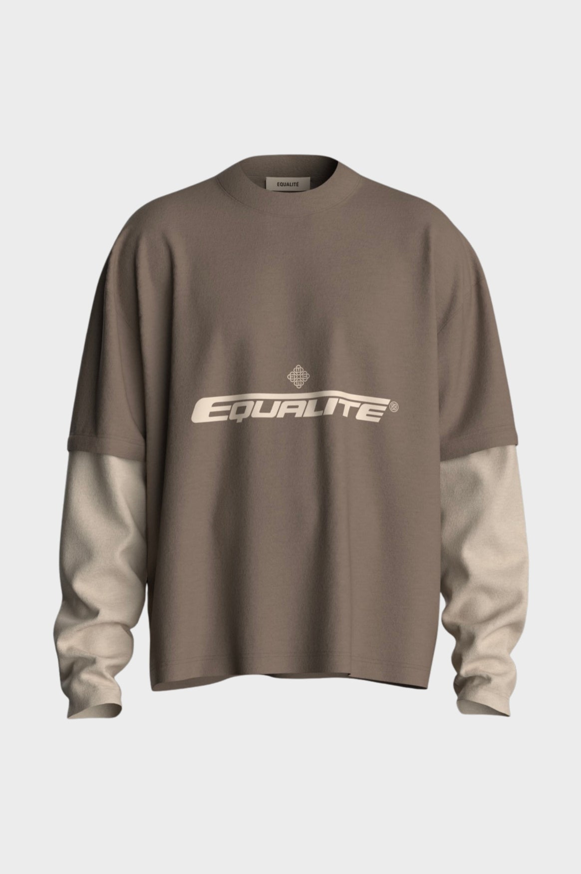 ENZO DOUBLE LAYER LONGSLEEVE TEE | WASHED TAUPE & OFF-WHITE