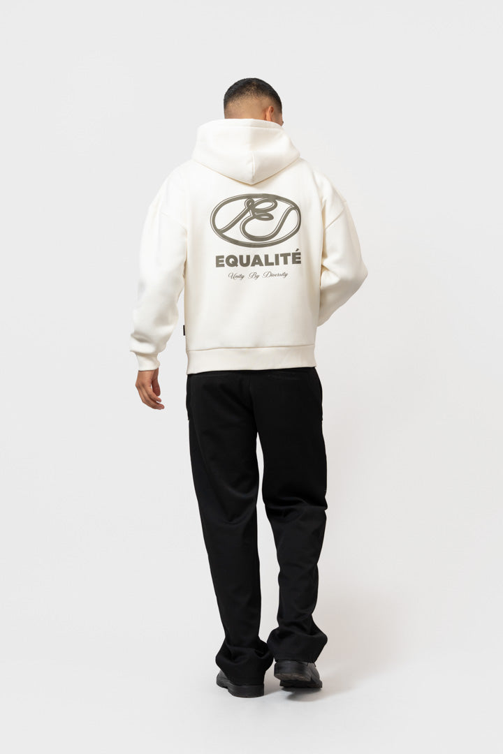 ARID OVERSIZED FULL ZIP HOODIE | OFF WHITE & TAUPE