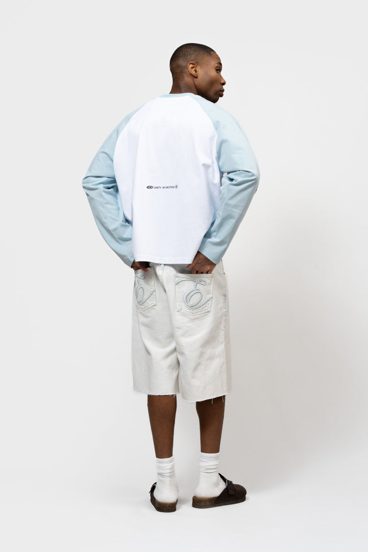 JETT RAGLAN LONGSLEEVE TEE | OFF-WHITE & LIGHT BLUE