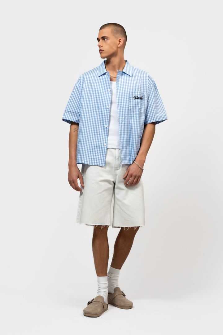 GINGHAM BOXY SHIRT | LIGHT BLUE