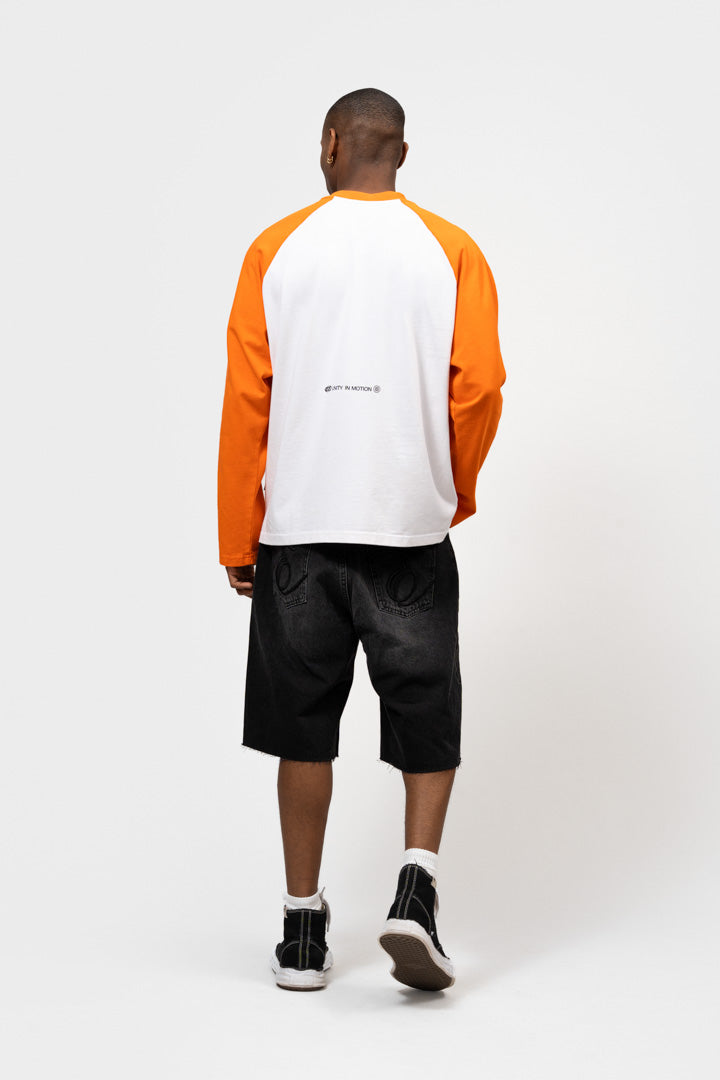 JETT RAGLAN LONGSLEEVE TEE | OFF-WHITE & ORANGE