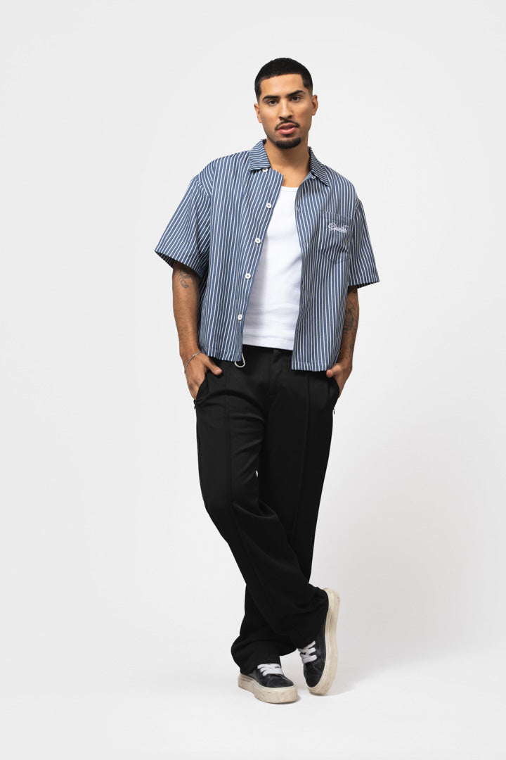 SKY BOXY SHIRT | STRIPED NAVY