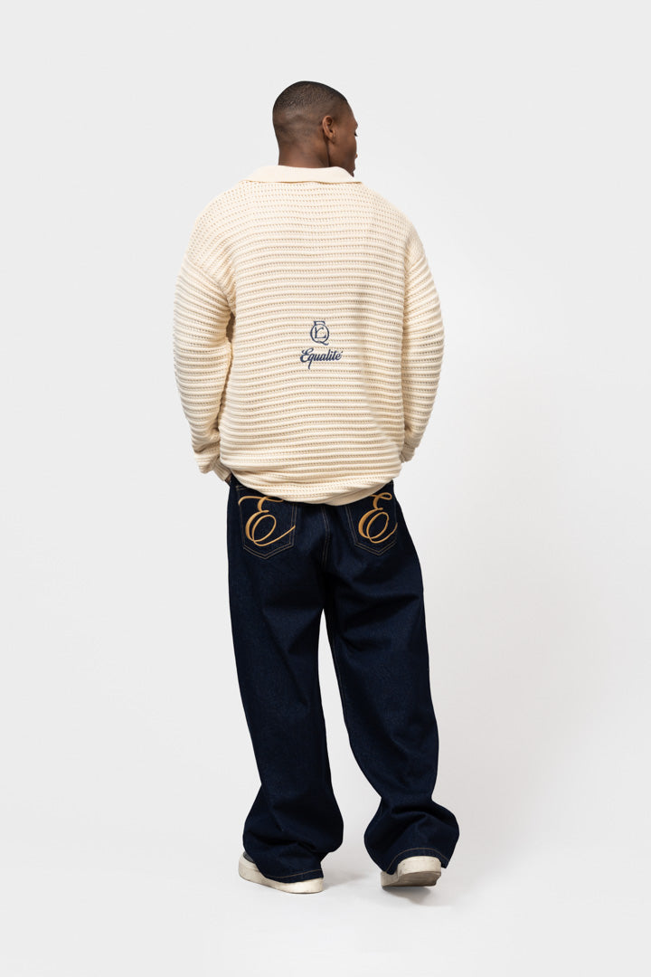 HERITAGE RIB KNIT POLO | OFF-WHITE
