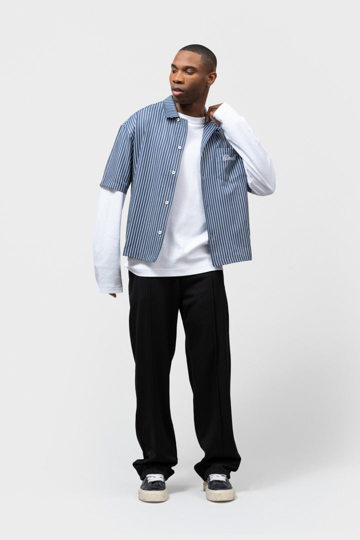 SKY BOXY SHIRT | STRIPED NAVY