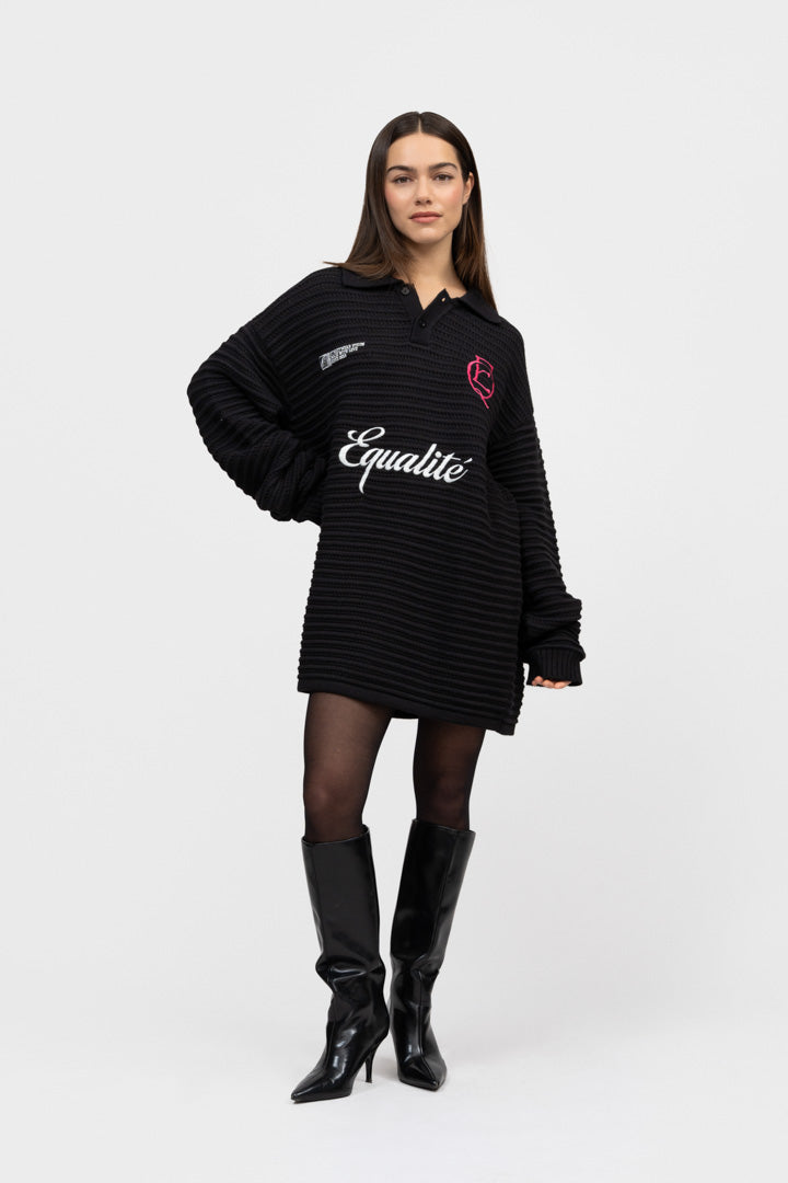 HERITAGE RIB KNIT POLO | BLACK