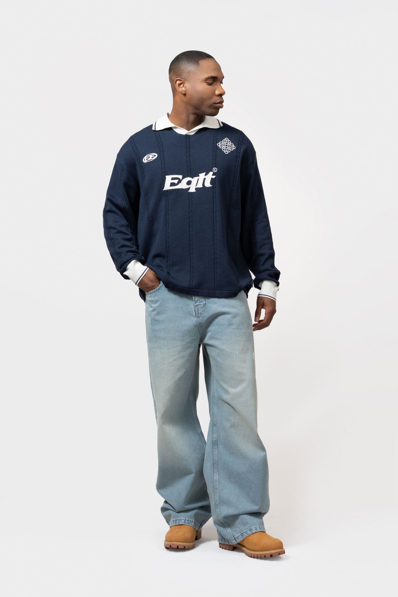KNIT JERSEY LONGSLEEVE POLO | NAVY