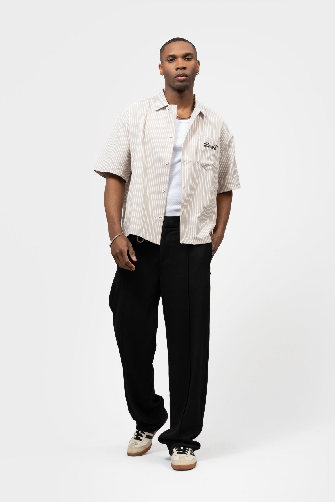 MILO BOXY SHIRT | STRIPED BEIGE