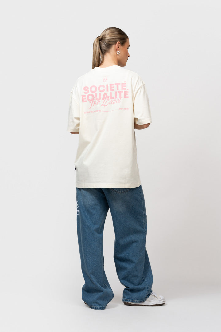 SOCIETÉ 2.0 OVERSIZED TEE | OFF-WHITE & PINK