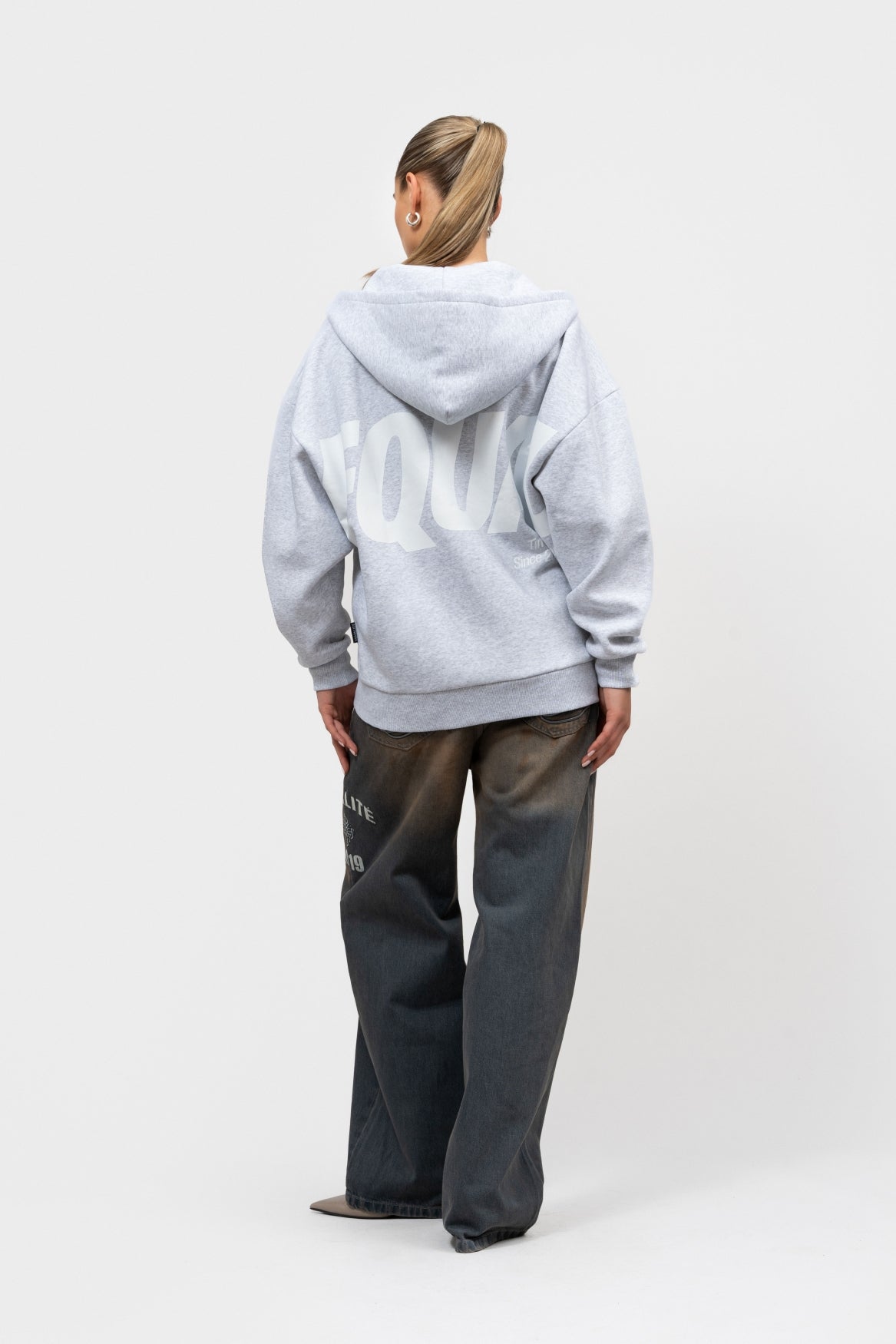ELIA OVERSIZED FULL ZIP HOODIE | MELANGE GREY
