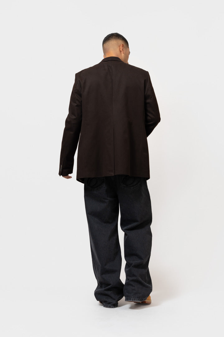 BROOCHED OVERSIZED BLAZER | BROWN