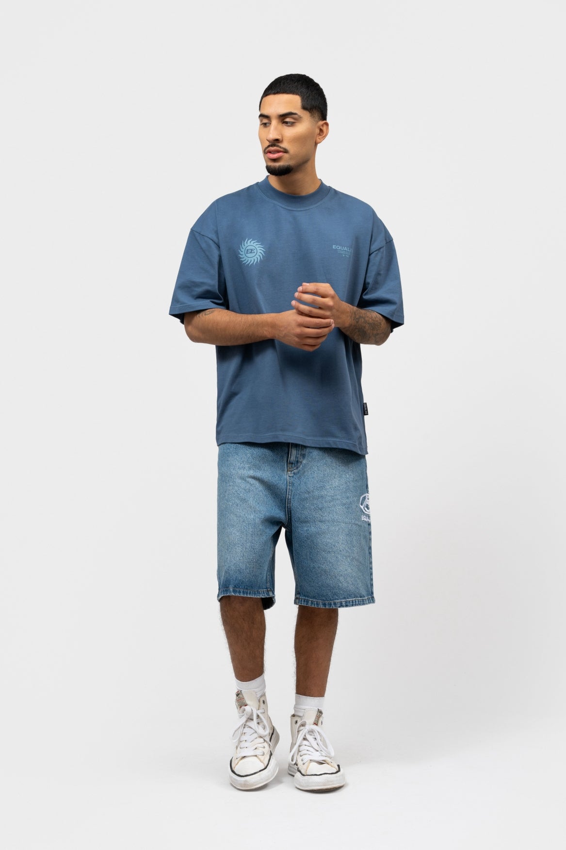 SUNNY BOXY FIT TEE | NAVY & LIGHT BLUE
