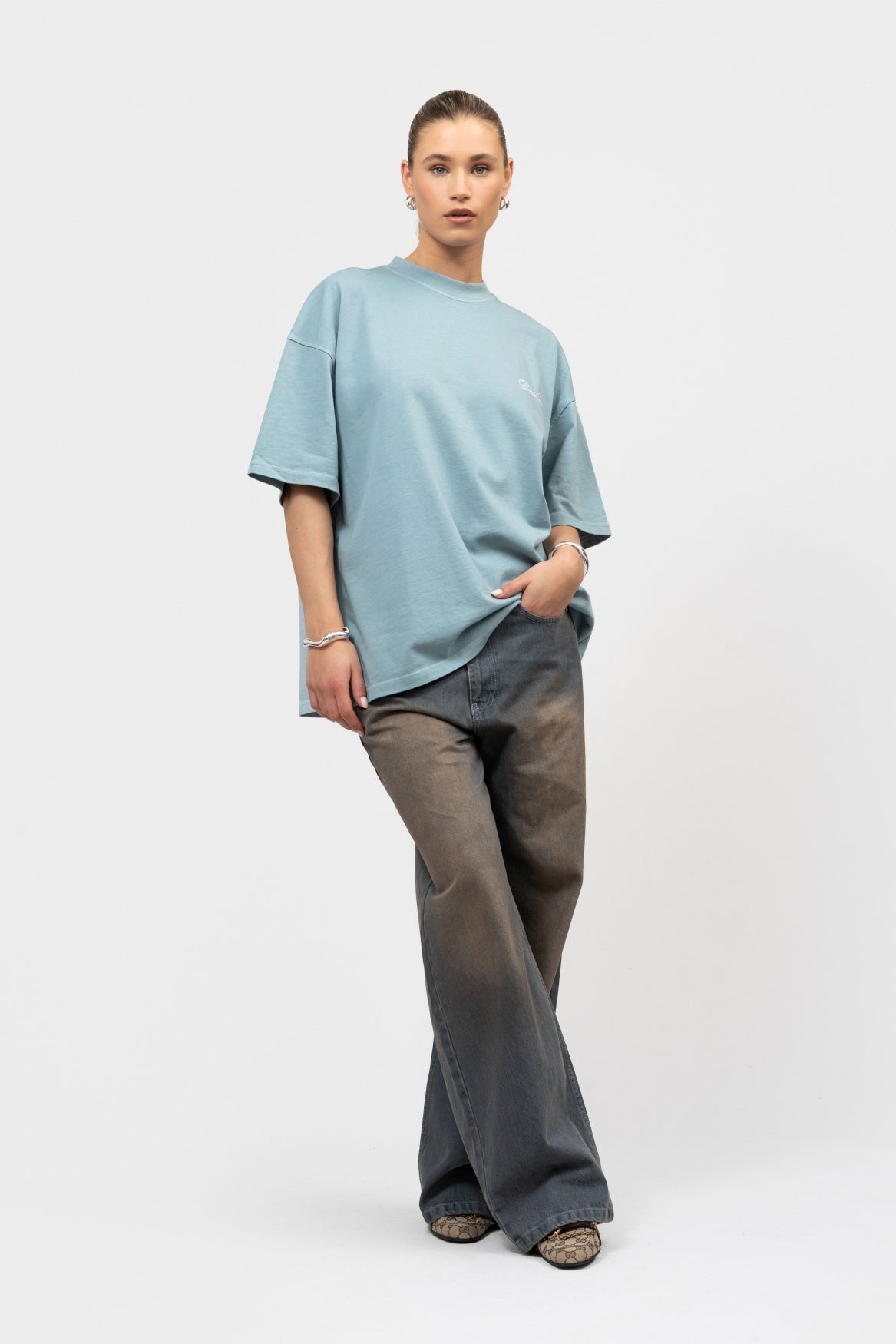 YUKI BOXY TEE | WASHED LIGHT BLUE