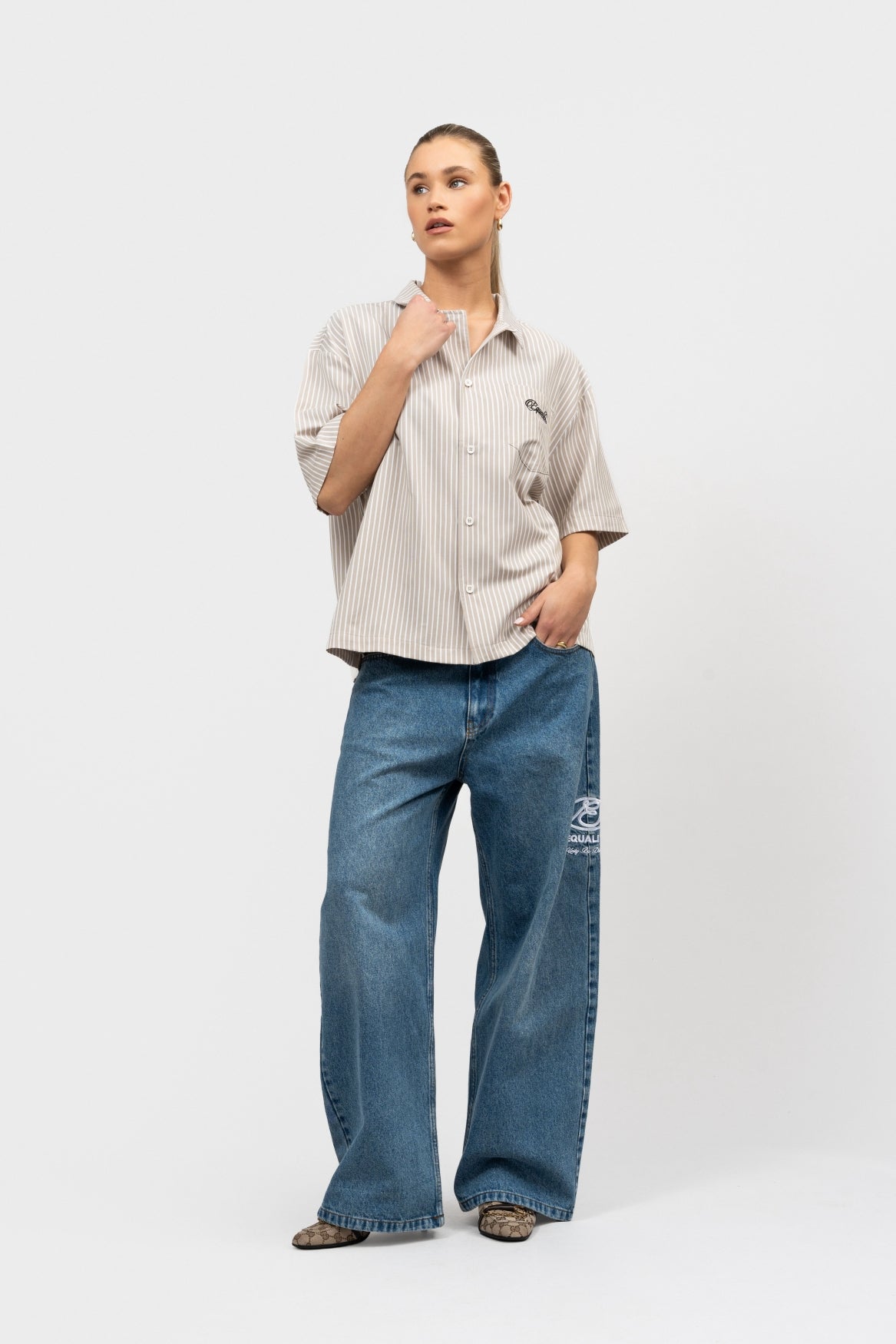 MILO BOXY SHIRT | STRIPED BEIGE