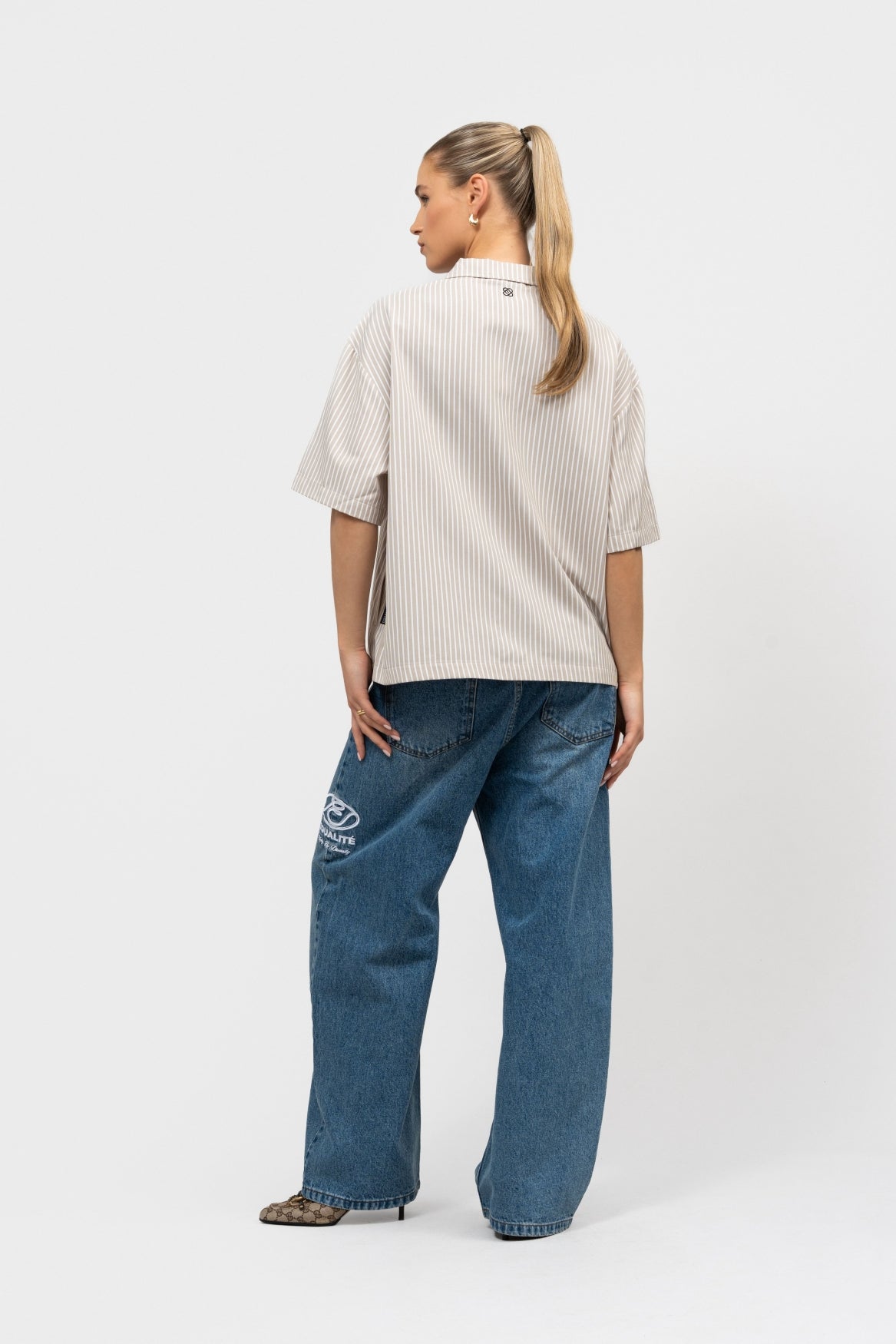 MILO BOXY SHIRT | STRIPED BEIGE