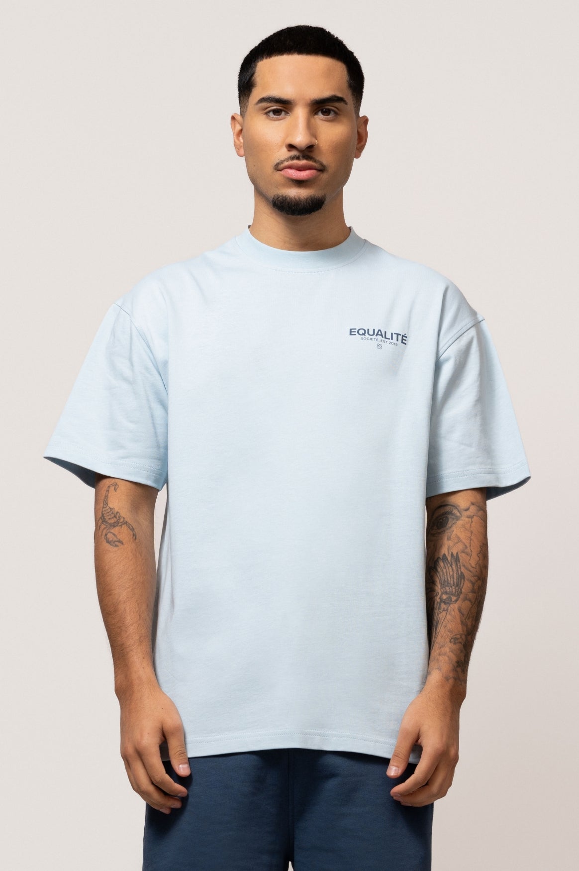 Societé Oversized Tee | Light Blue & Navy