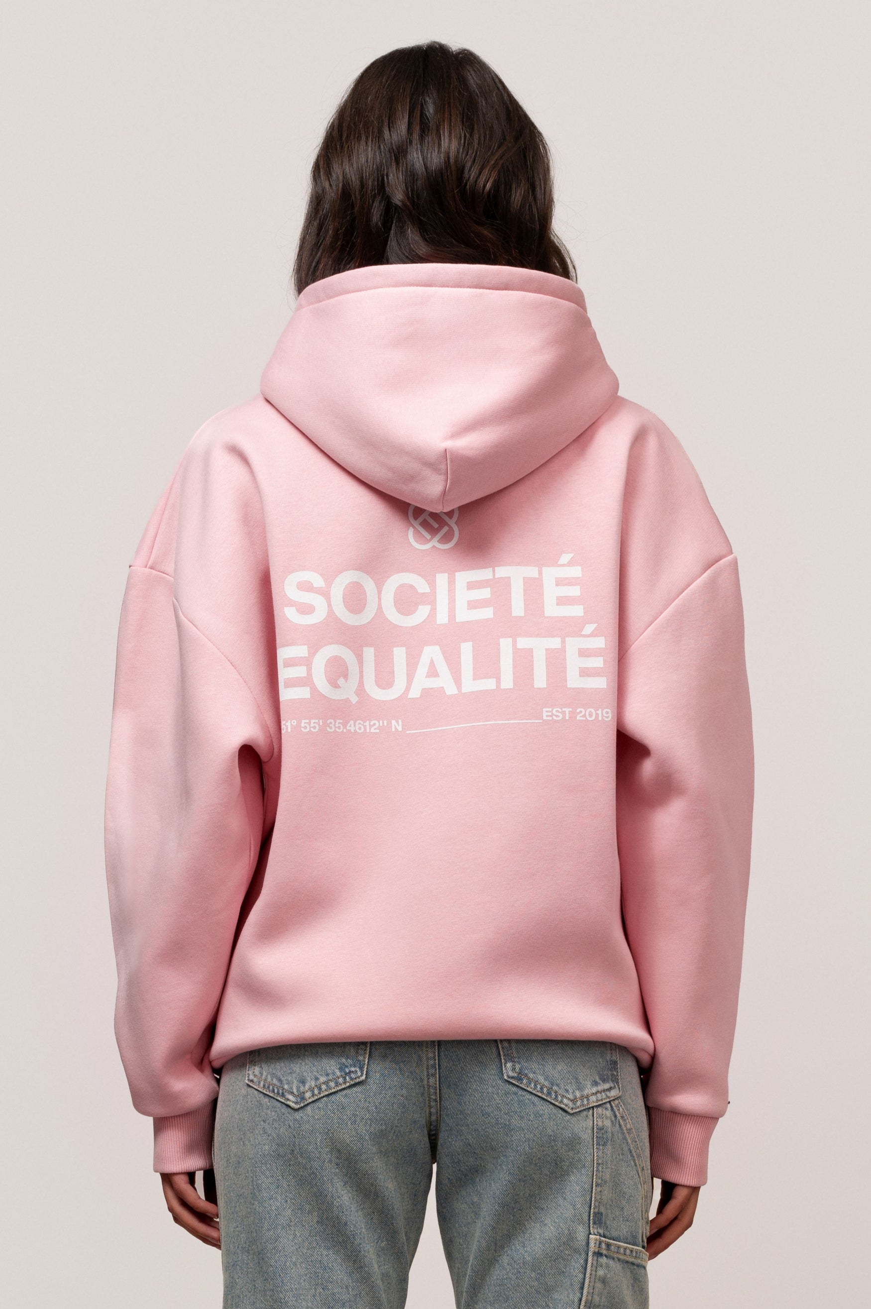 Societé Oversized Full Zip Hoodie | Pink & Off-White