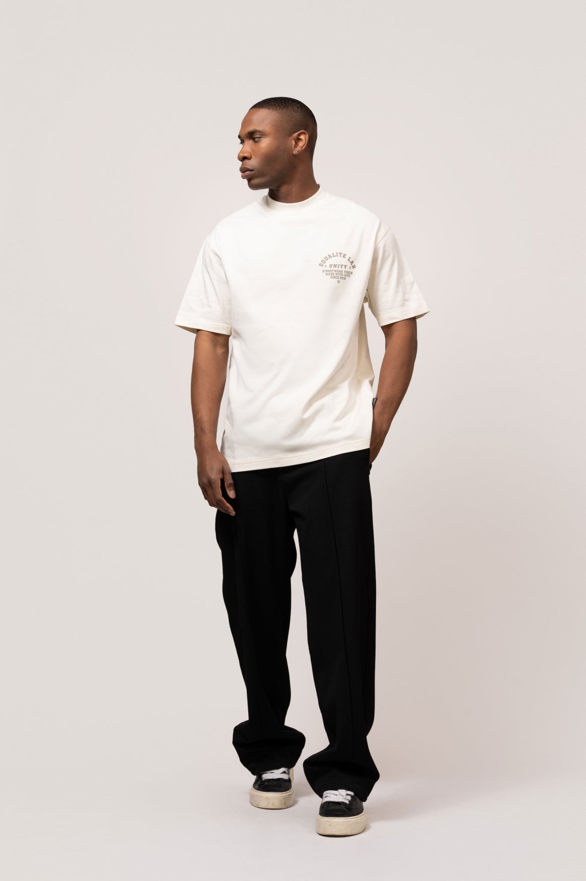 Lucius Boxy Tee | Off-White & Taupe