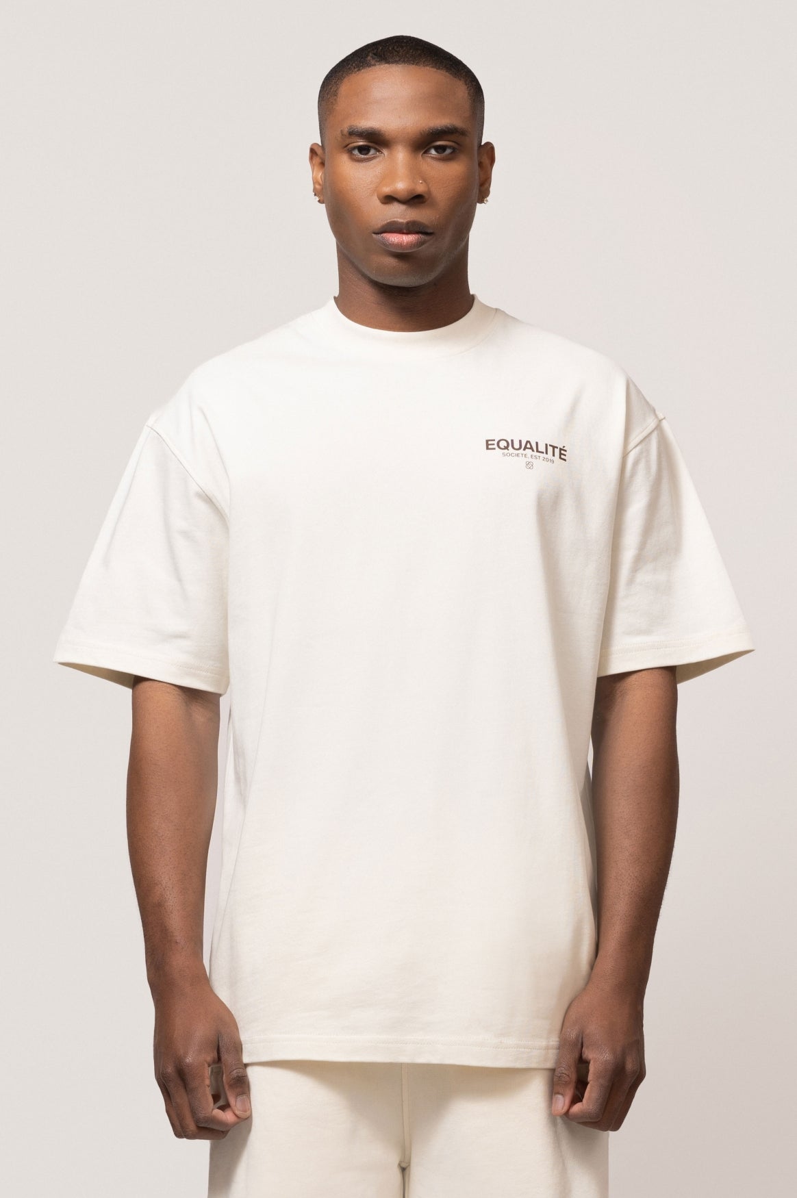 Societé Oversized Tee | Off-White & Brown