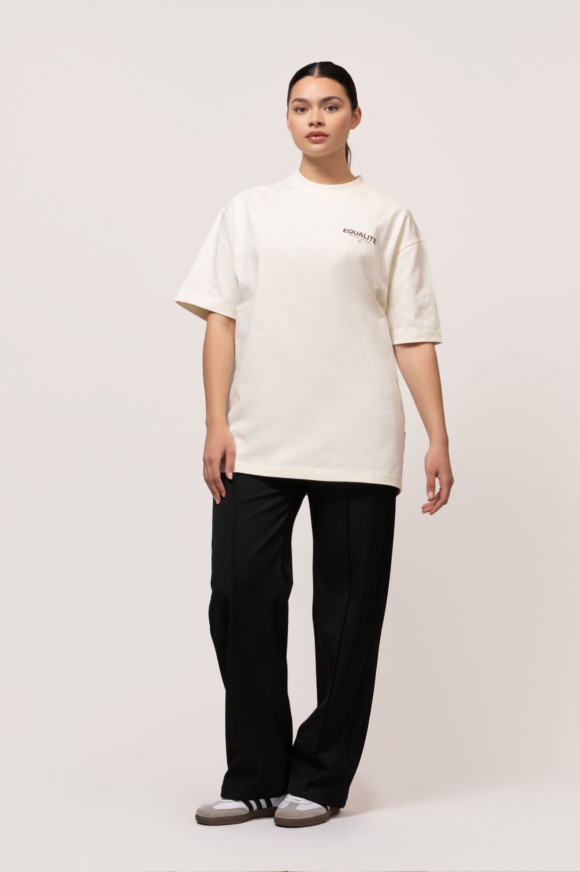 Societé Oversized Tee | Off-White & Brown
