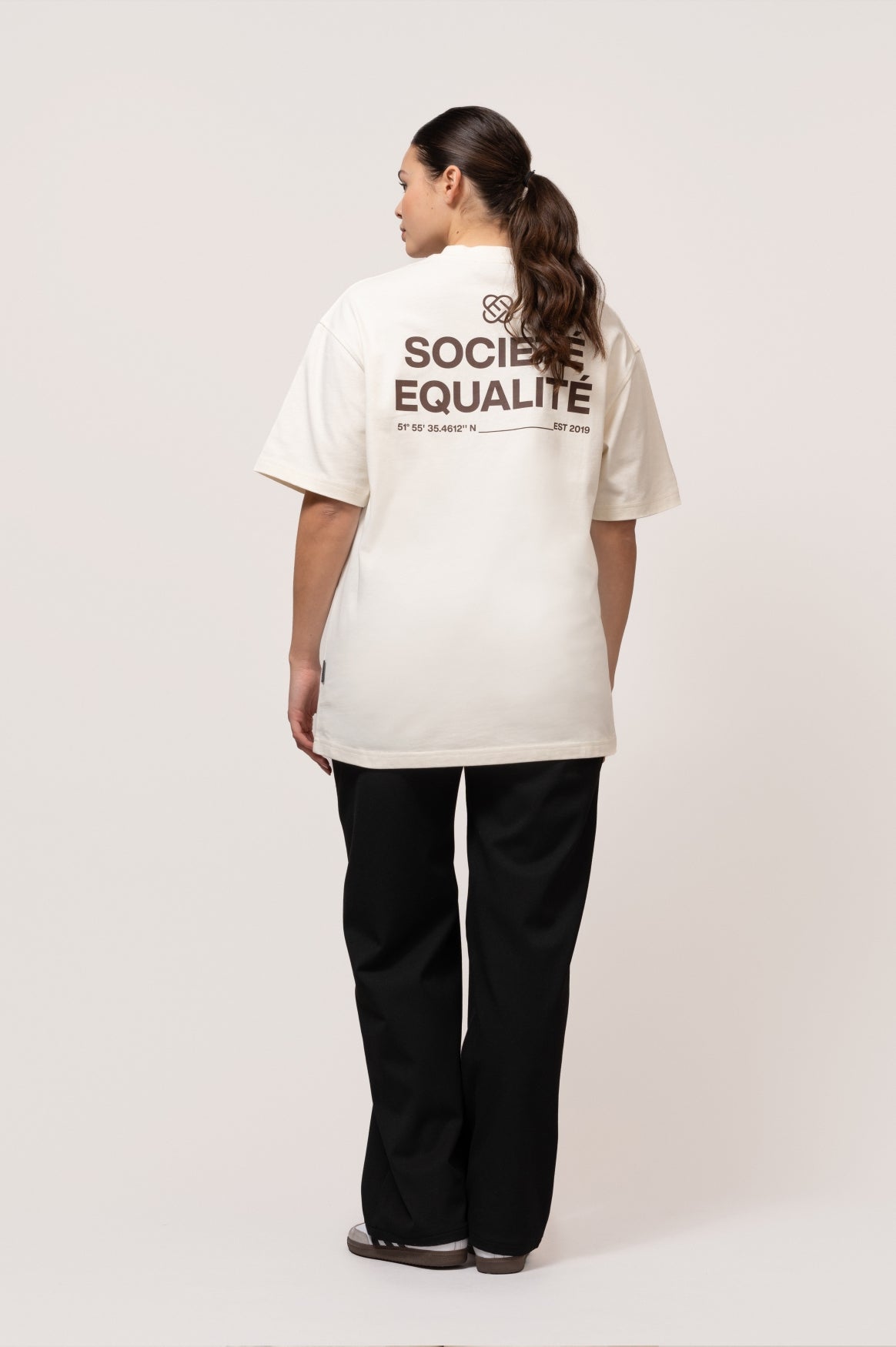 Societé Oversized Tee | Off-White & Brown