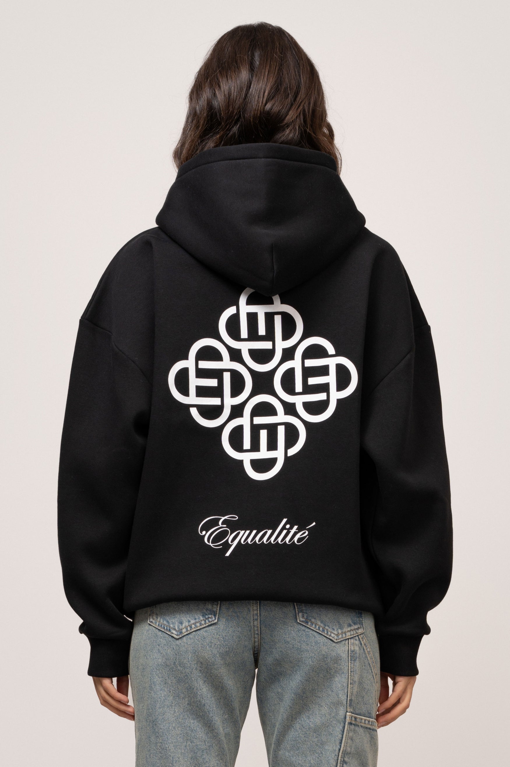 Symbol oversized full zip hoodie | Black & White