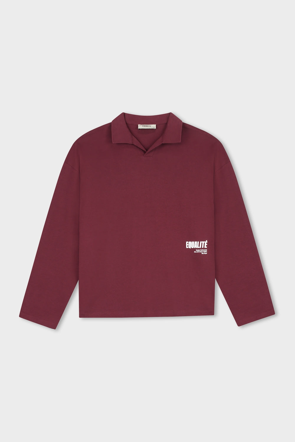 ELIA LONGSLEEVE POLO | BURGUNDY & WHITE
