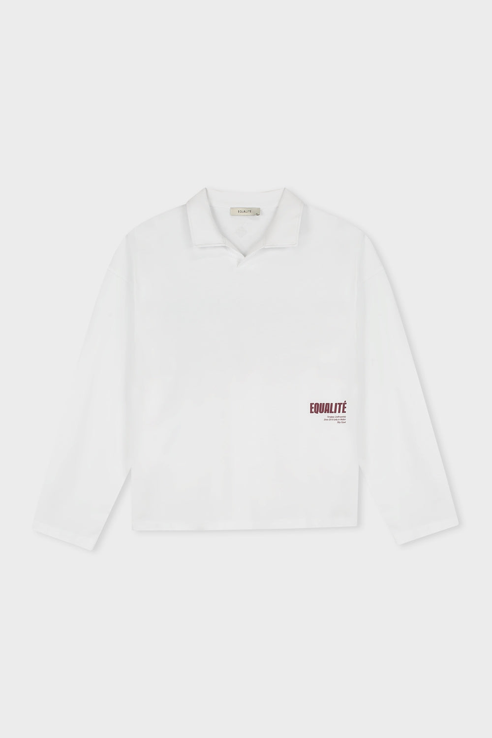 ELIA LONGSLEEVE POLO | WHITE & BURGUNDY
