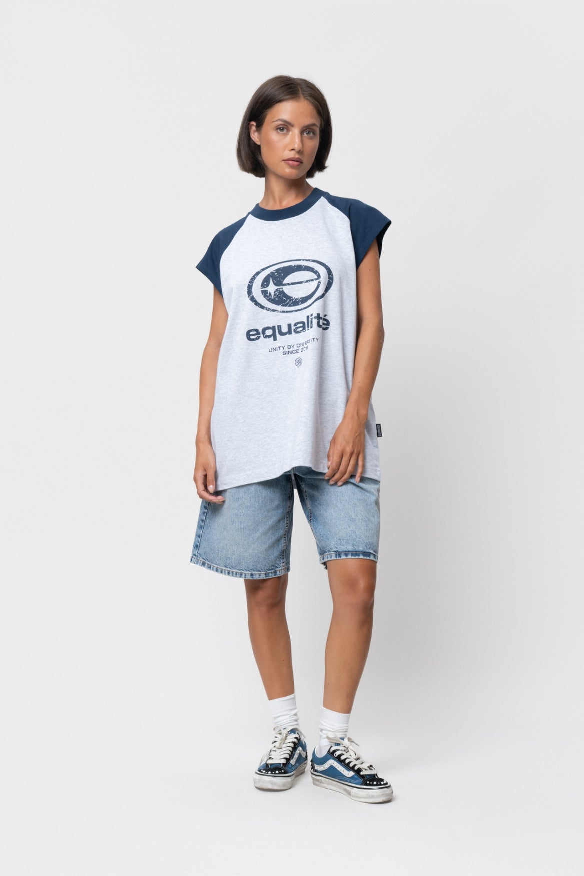 ELAN RAGLAN TANKTOP | MELANGE GREY & NAVY