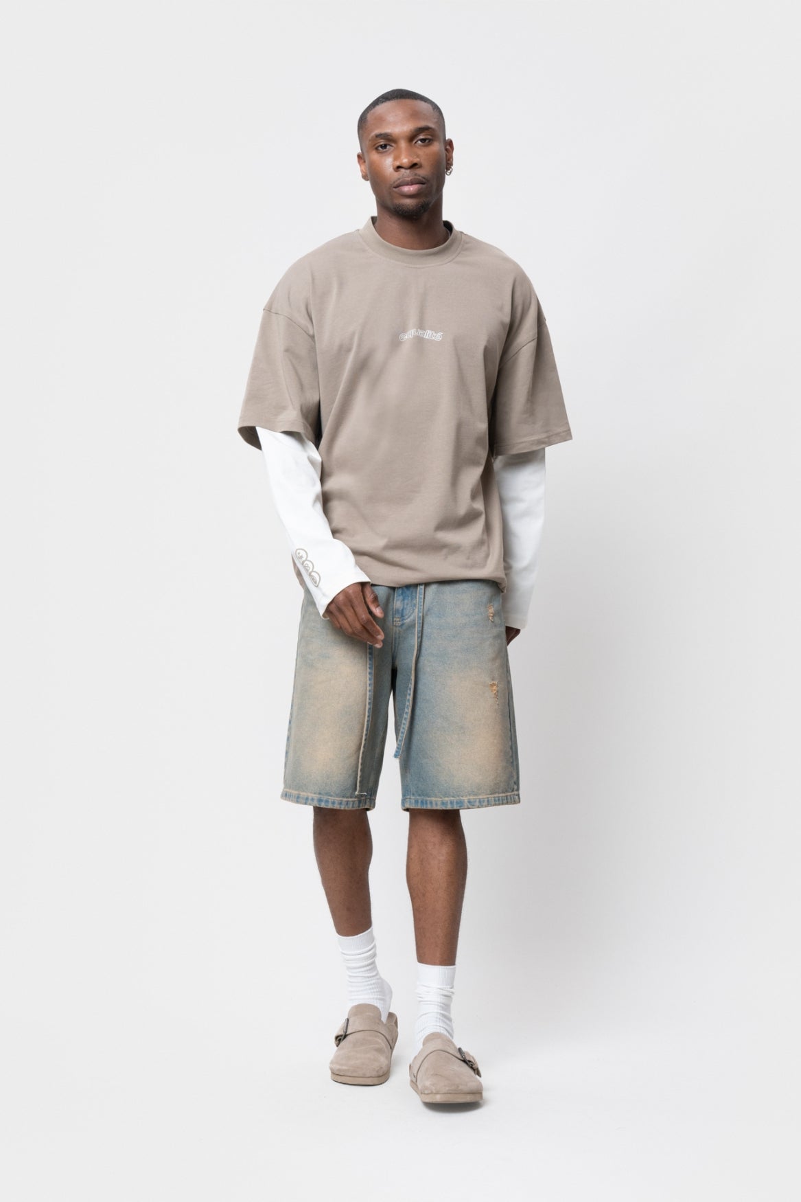 ETIENNE DOUBLE LAYER LONGSLEEVE TEE | TAUPE