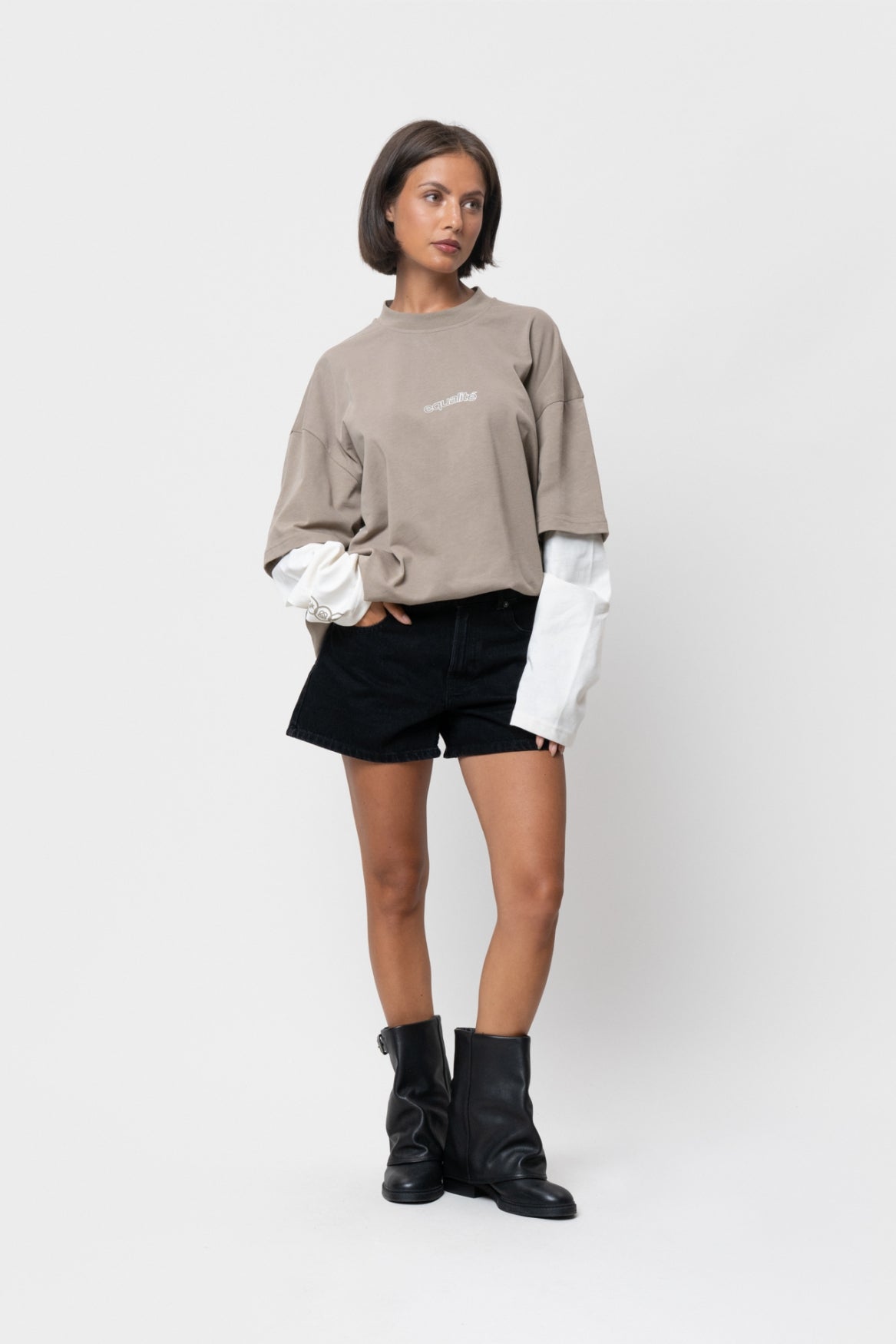 ETIENNE DOUBLE LAYER LONGSLEEVE TEE | TAUPE