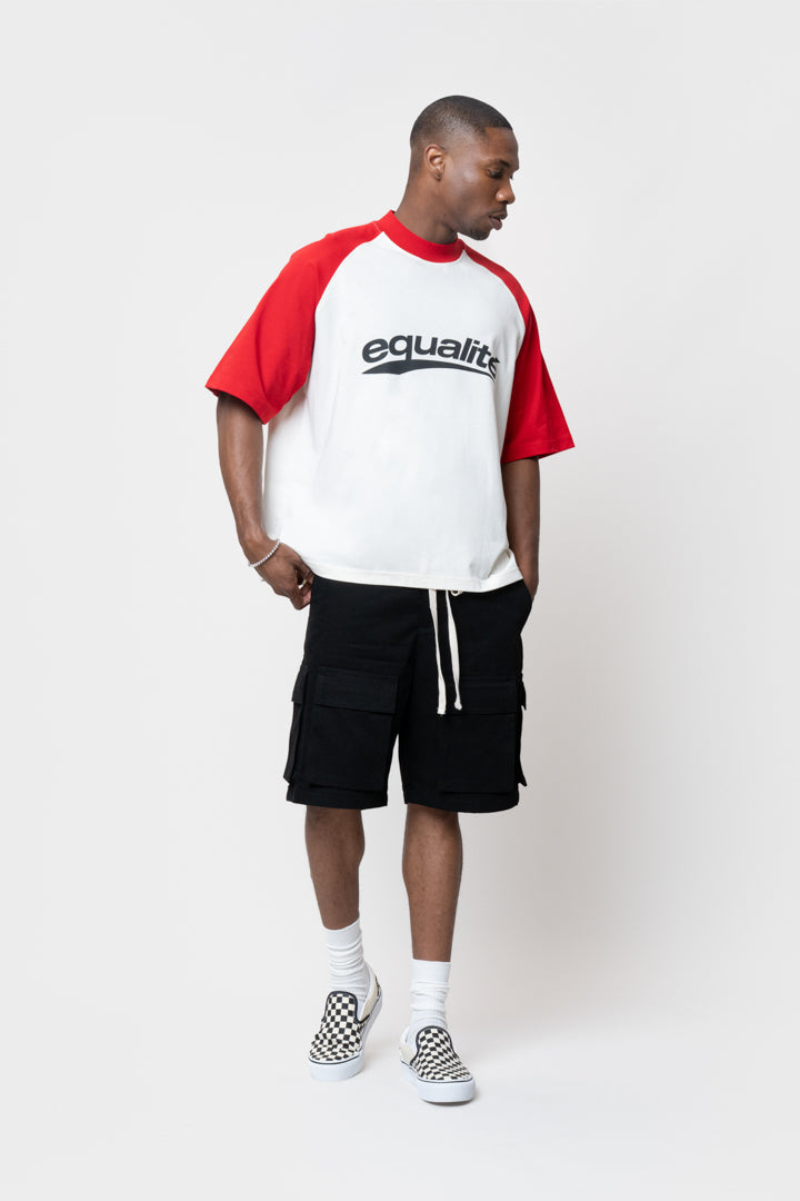 AXEL RAGLAN BOXY TEE | OFF-WHITE & RED