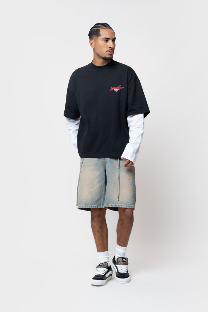 GRAND PRIX DOUBLE LAYER LONGSLEEVE TEE | BLACK