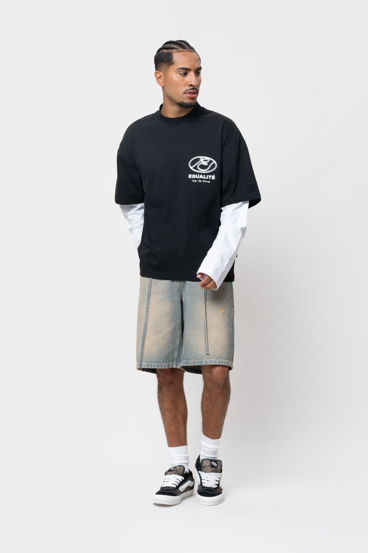 ARID DOUBLE LAYER OVERSIZED LONGSLEEVE TEE | BLACK