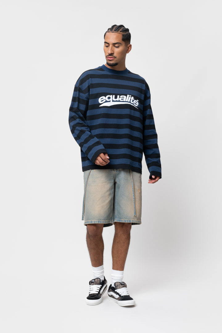 AXEL STRIPE LONGSLEEVE TEE | BLACK &NAVY
