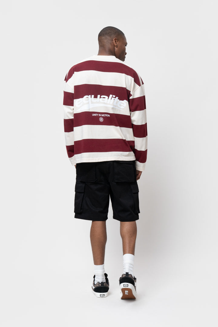 AXEL STRIPE LONGSLEEVE TEE | OFF-WHITE & BURGUNDY