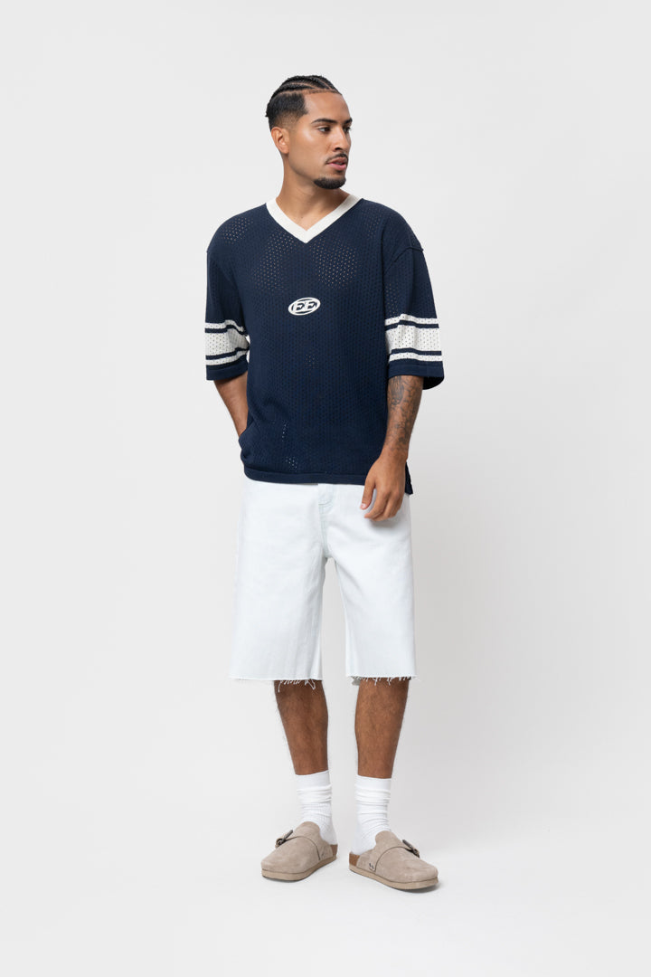 CHARLES KNIT JERSEY TEE | NAVY