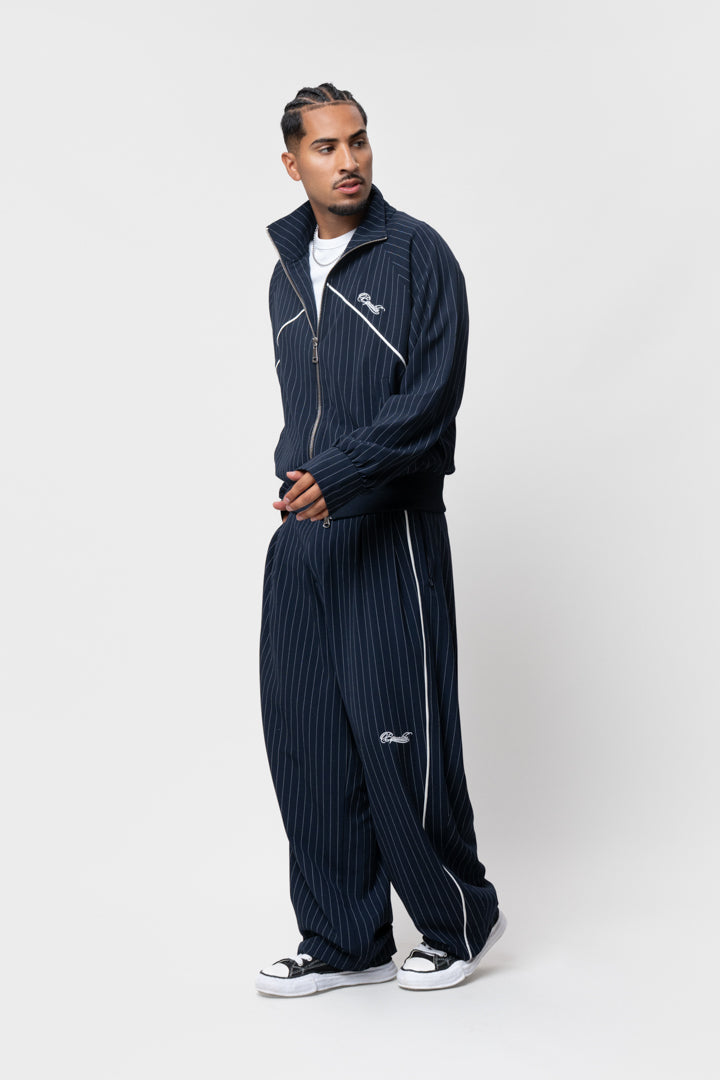 LUCIEN TRACK JACKET | NAVY PIN STRIPE