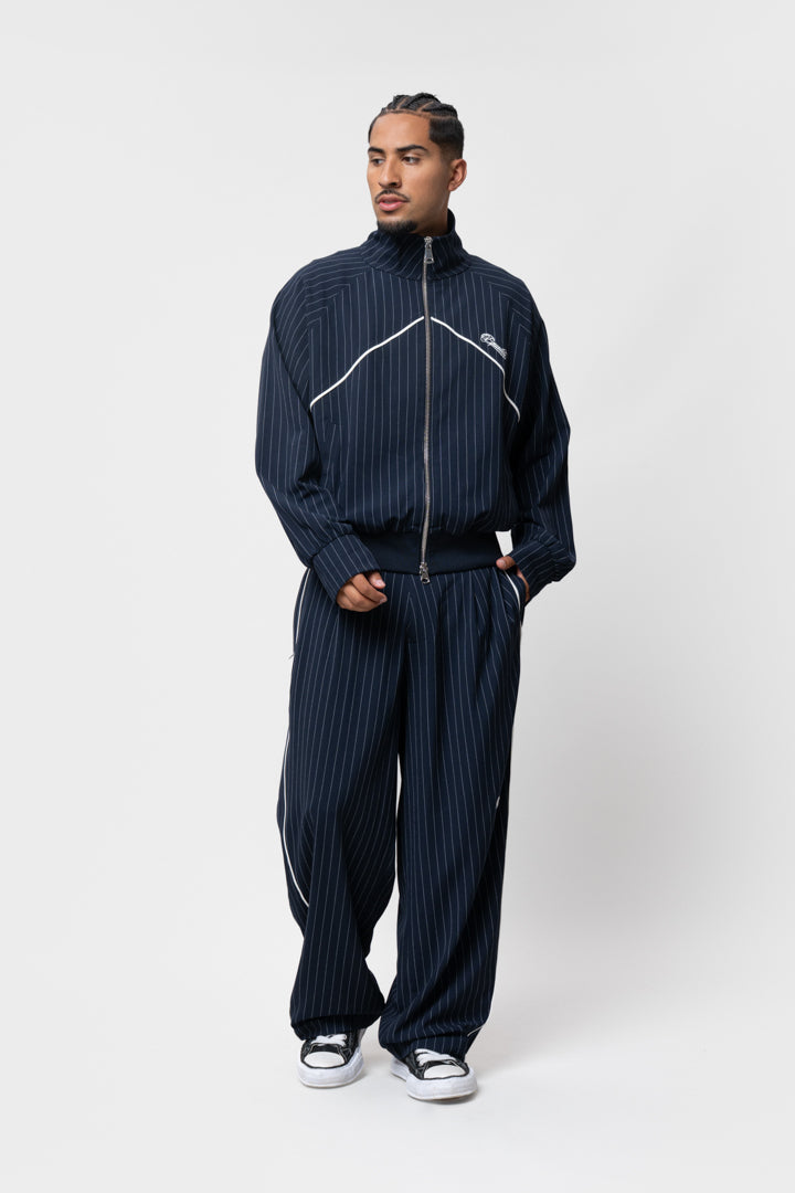 LUCIEN TRACK JACKET | NAVY PIN STRIPE