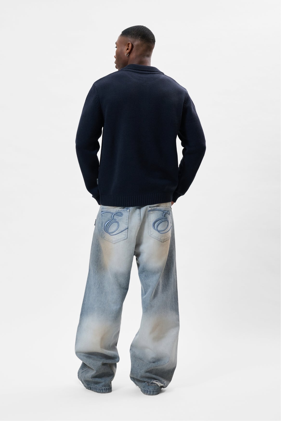 KNIT POLO QUARTER ZIP SWEATER | NAVY