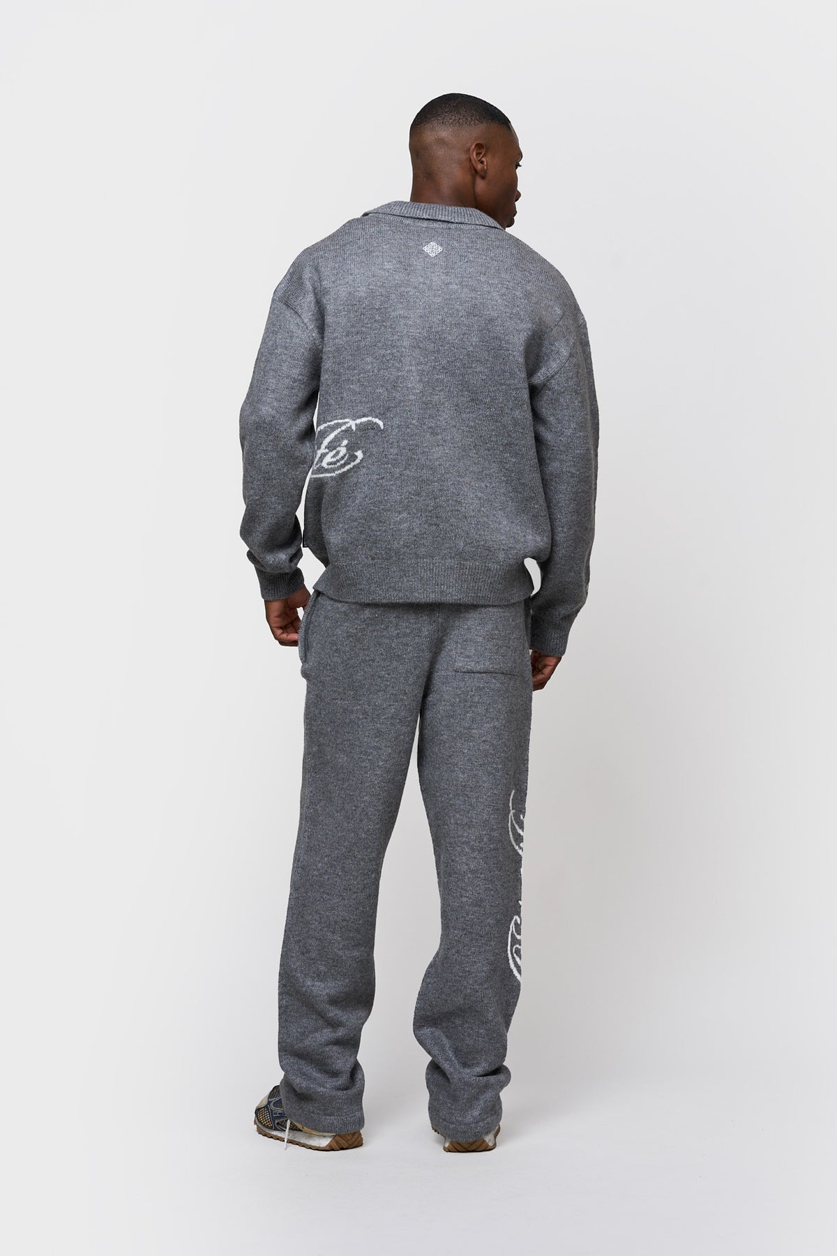 FLUFFY KNIT QUARTER ZIP POLO | GREY