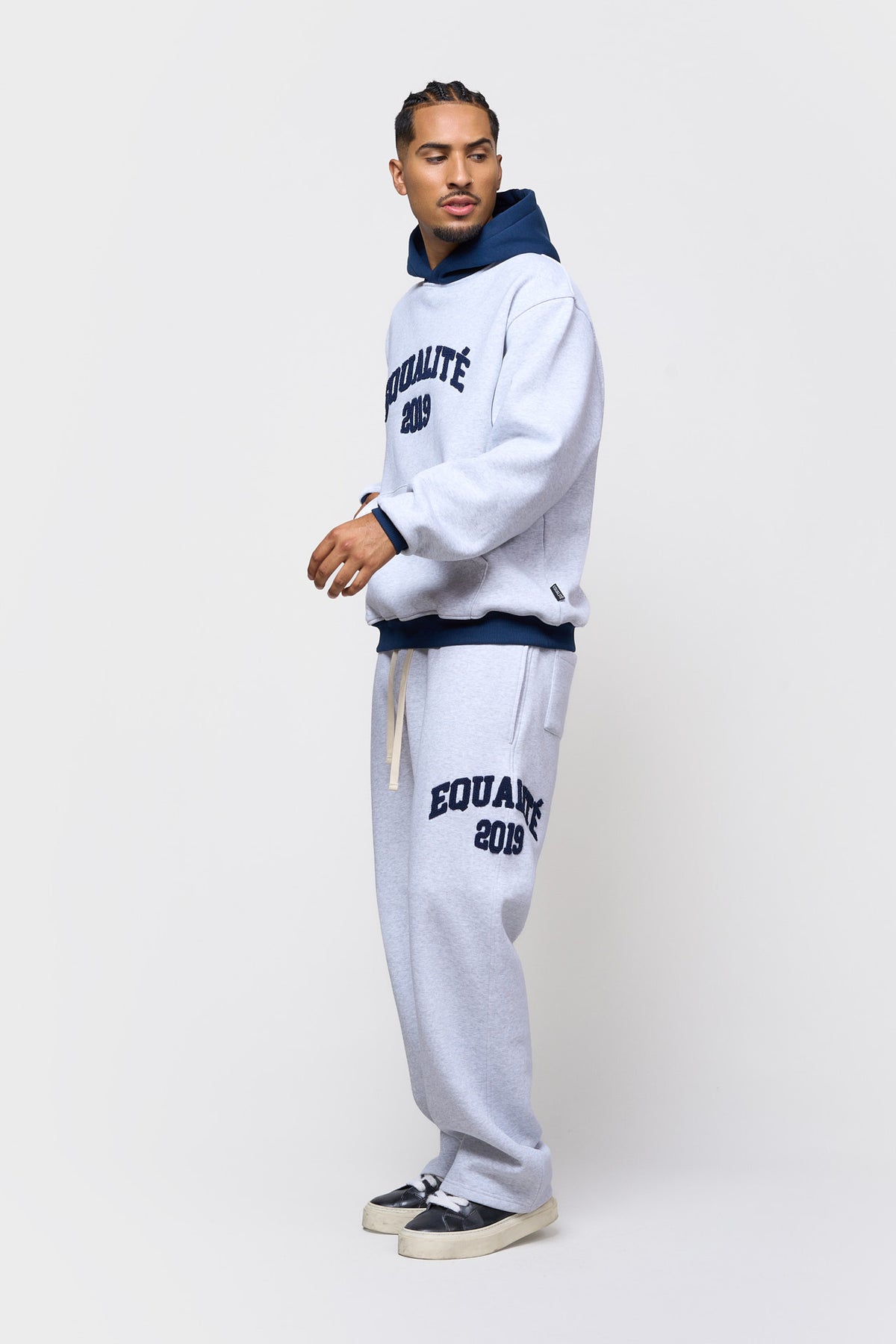 COLLECTIVE OVERSIZED HOODIE | MELANGE GREY & NAVY