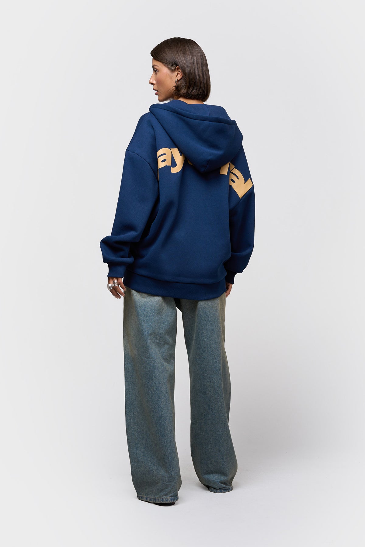 STAY EQUAL OVERSIZED FULL ZIP HOODIE | NAVY