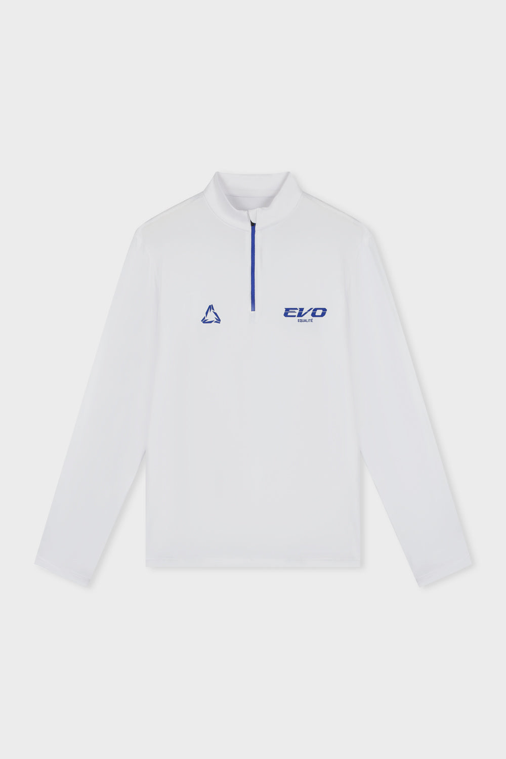 QUATERZIP LONGSLEEVE TEE | WHITE & BLUE