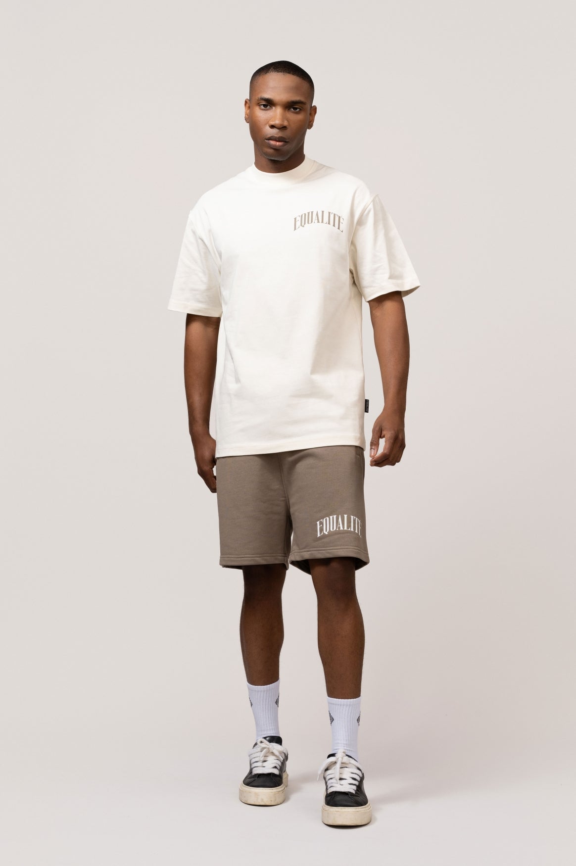 Oliver Oversized Tee | Off-White & Taupe