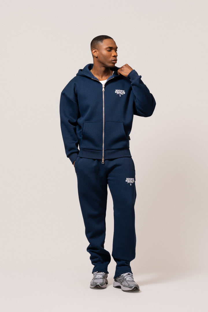 SOCIETE OVERSIZED FULL ZIP HOODIE | NAVY