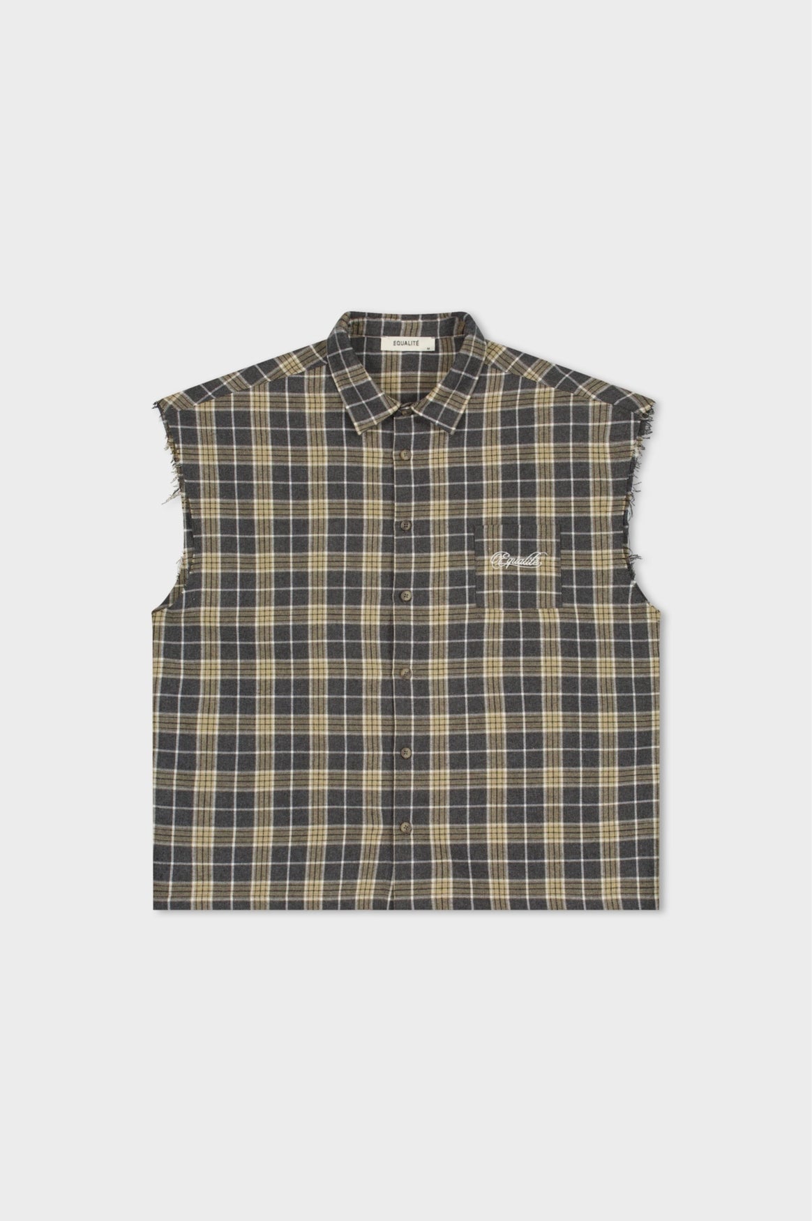 FLANNEL TANK SHIRT | ARMY & TAUPE
