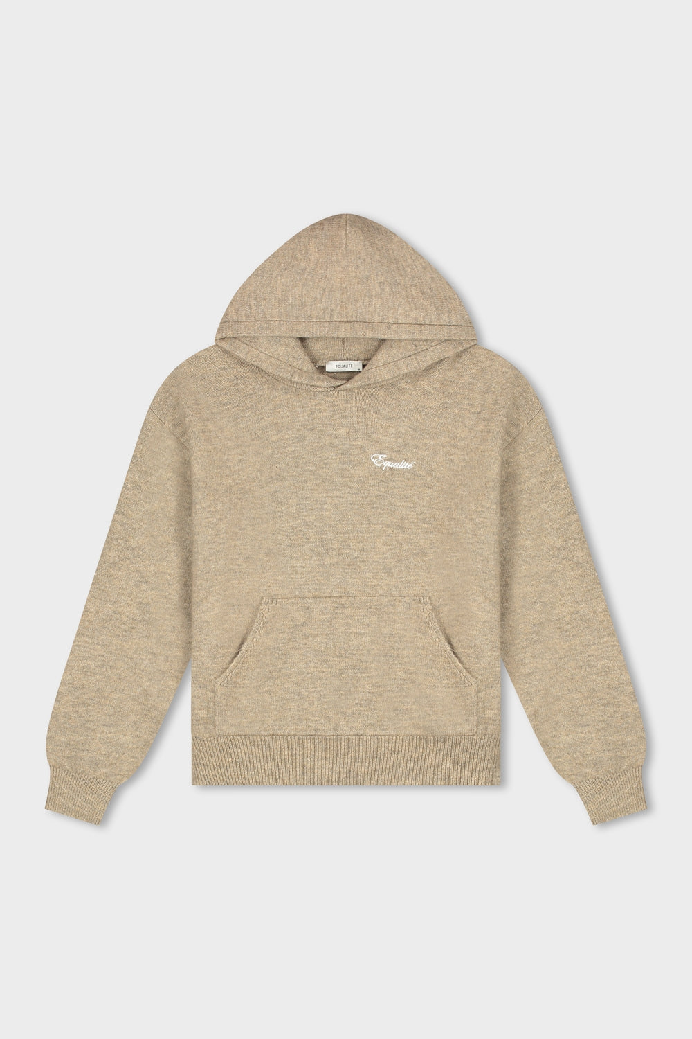 FLUFFY KNIT HOODIE | TAUPE