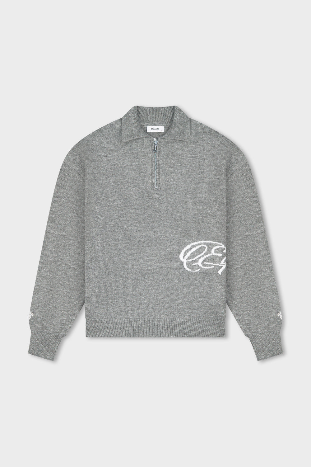 FLUFFY KNIT QUARTER ZIP POLO | GREY