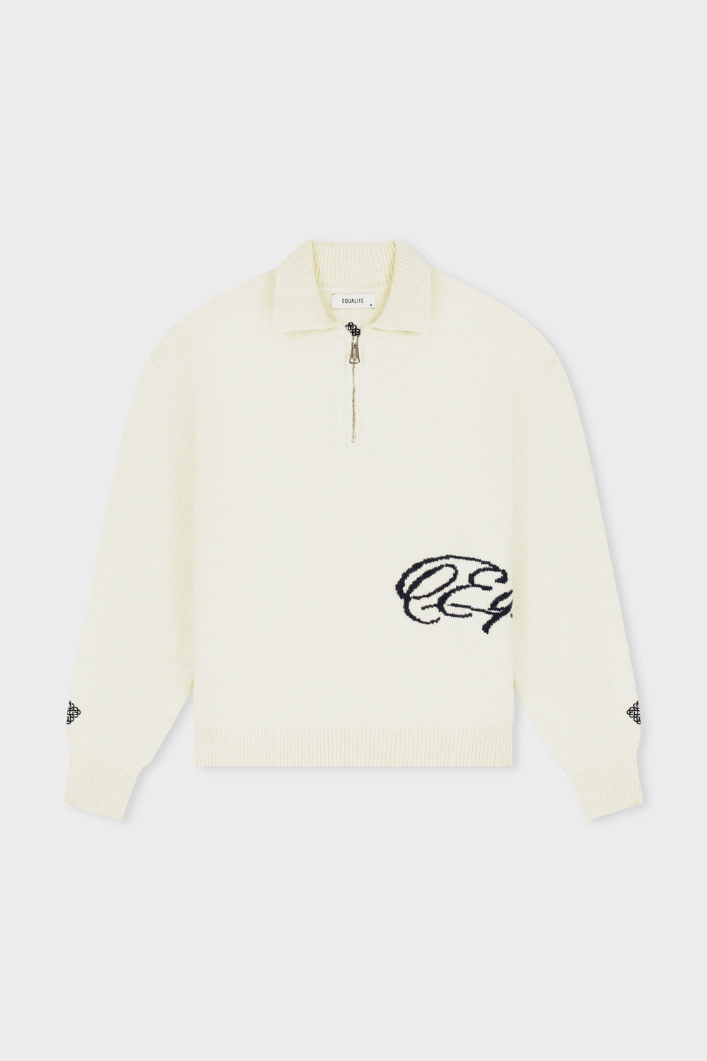 FLUFFY KNIT QUARTER ZIP POLO | OFF-WHITE