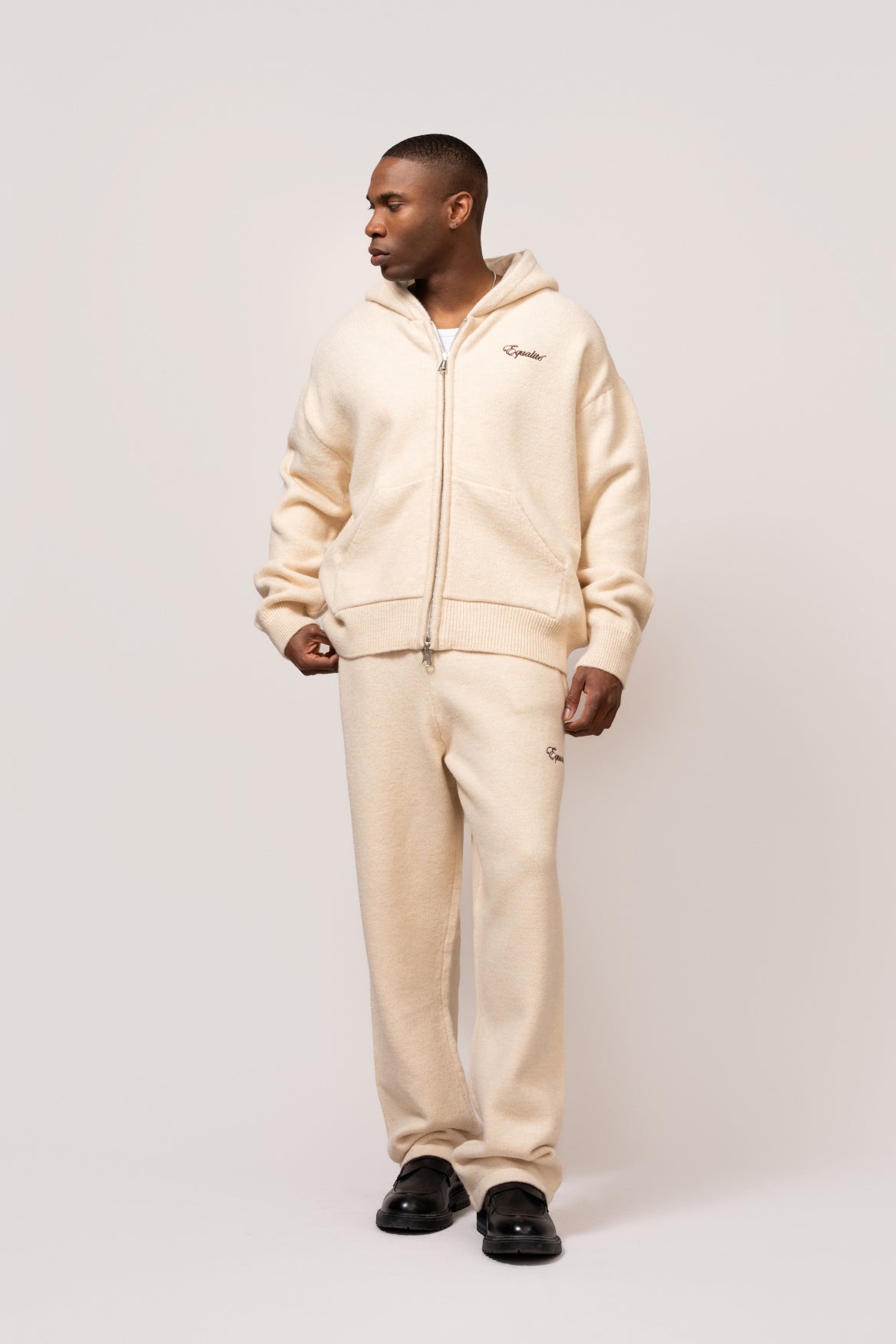 Fluffy Knit Full Zip Hoodie | Off-white